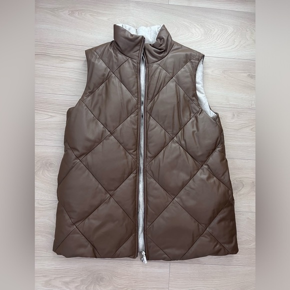 Lafayette 144 New York Albi reversible quilter leather and wool down vest - Picture 3 of 13